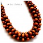 bali wood beads coloring necklaces with leather strings 
